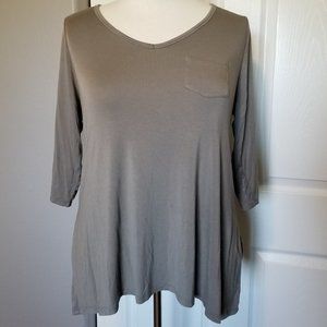 Cynthia Rowley 1X Grey 3/4 Sleeve Top